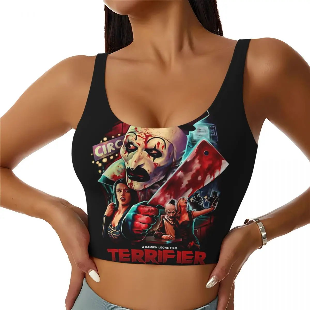 Custom Terrifiers Workout Crop Tank Tops Women's Halloween Horror Movie Yoga Sports Bras