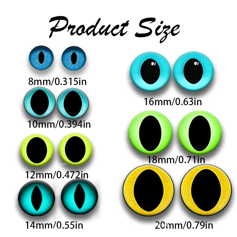 14-teiliges Set Farblich Gemischte Glas-Katzenaugen Realistische Tieraugen DIY Puppen- und Plüschtier-Bastelzubehör – Detail 5