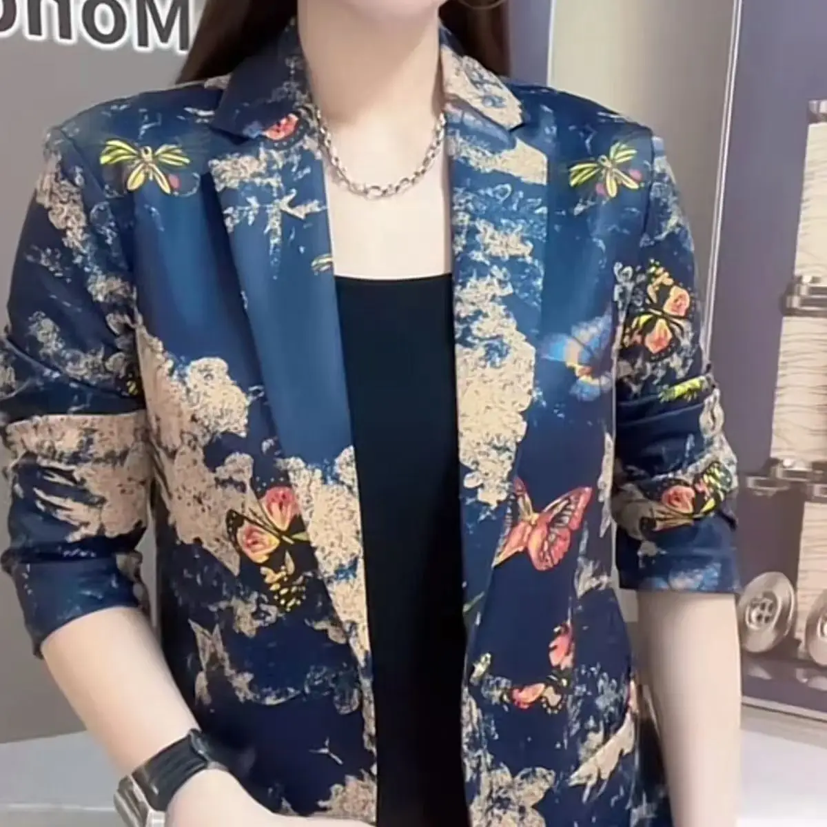 

Casual Style Men's Long Sleeve Suit Jacket Spring Autumn Fashion Personality High End Leisure Print Top Male