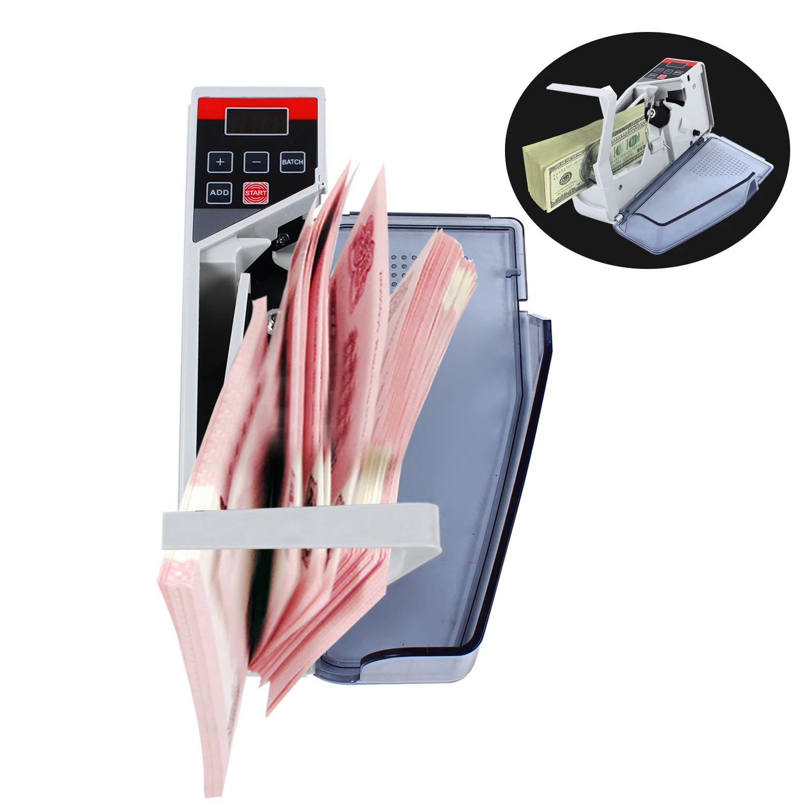 

Портативный счетчик денег, мини-счетчик банкнот счетов - светодиодный дисплей и функция партии, 600 шт./мин