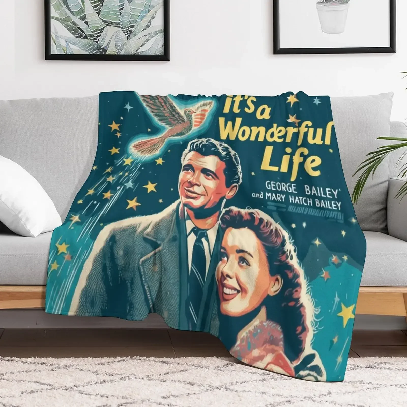 It's A Wonderful Life - Christmas Movie Every Time A Bell Rings An Angel gets its wings Vintage Throw Blanket