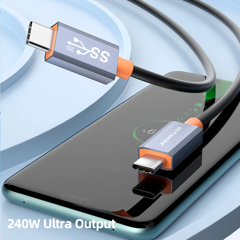 Kabel USB C do USB C o mocy 240 W do szybkiego ładowania, kabel USB 3.2 Gen 2 typu C do ładowania, przesył danych 20 Gb/s, kabel wideo 4K