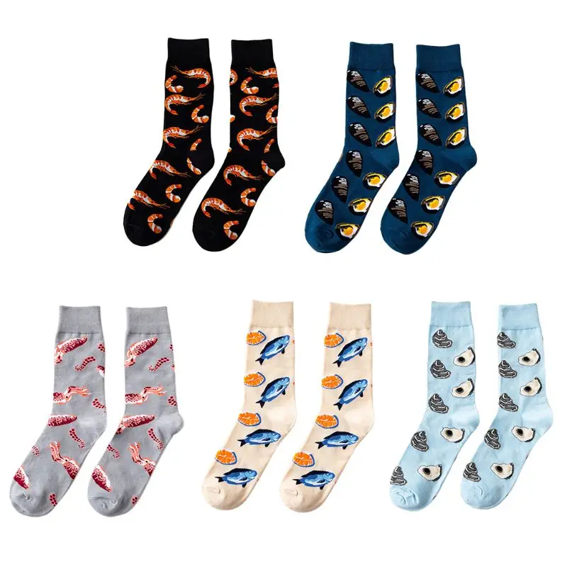 

Men Women Seafood Series Cotton Socks Shrimp Squid Oysters Harajuku Hosiery Dropshipping