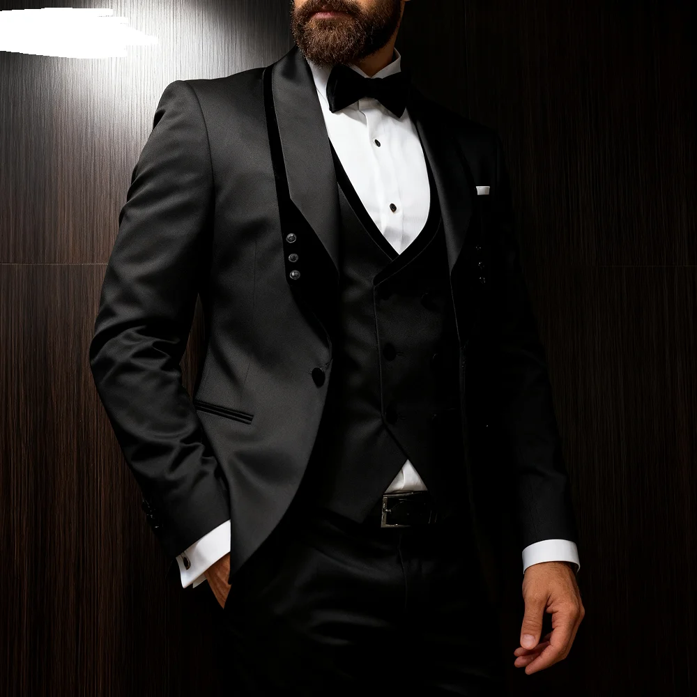 

Формальный смокинг жениха для мужчин, шаль с лацканами, платье для выпускного вечера, последнее пальто, жилет, дизайн брюк, королевский синий цвет