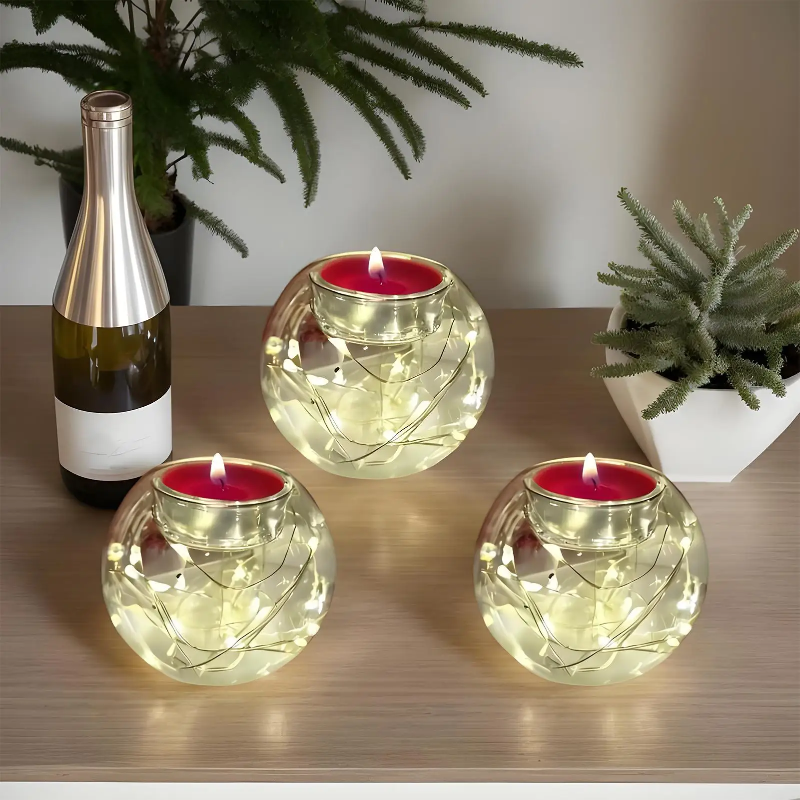 Tealight Candle Holder Translucent Heat Resistant Table Centerpiece Christmas Tea Candle Holder For Party Tree Wedding Indoor