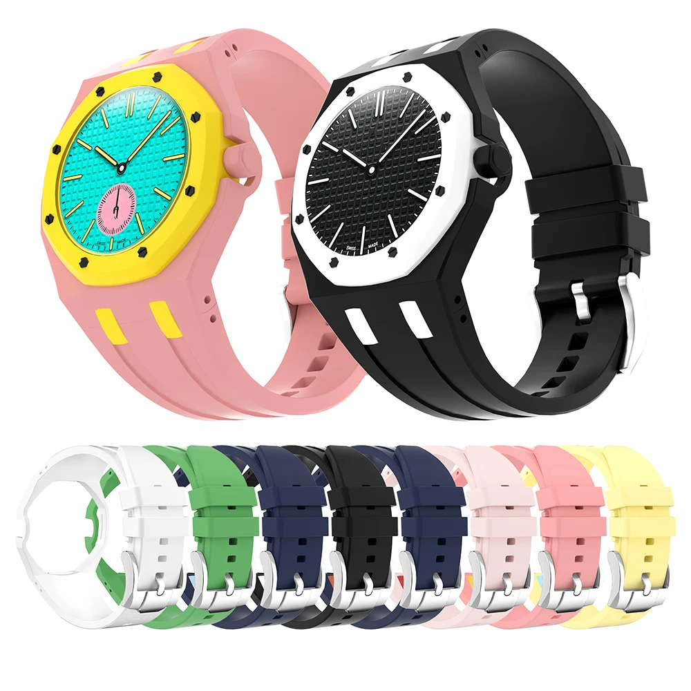 Silicone Strap+PC Case For Swatch X AP Royal Pop Pocket Watch Changer to Wristwatch Integrated Band Accessories