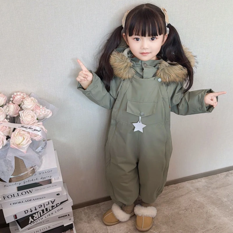 Winter Baby Outwear Clothing Fur Lined Toddler Warm Rompers Unisex Kids Jumpsuit for Girls And Boys