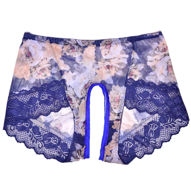 Ultra-thin Women Transparent Panties Mesh Traceless Sexy Panties Open Crotch Underwear Briefs Mid-Waist Crotchless Lingerie