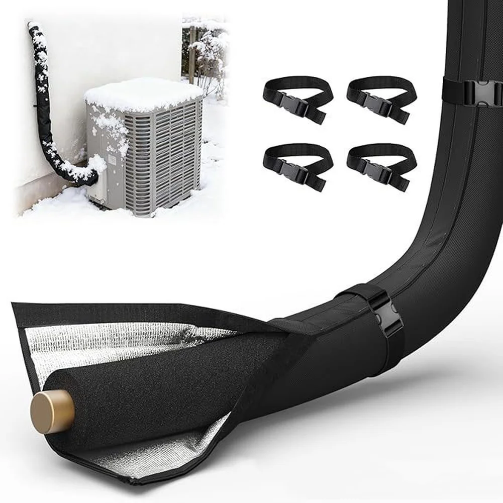 1 Set Oxford Cloth Outdoor Pipe Insulation Sleeve For Exhaust Hoses Duct Cover With Adjustable Straps Winter Protective Cover