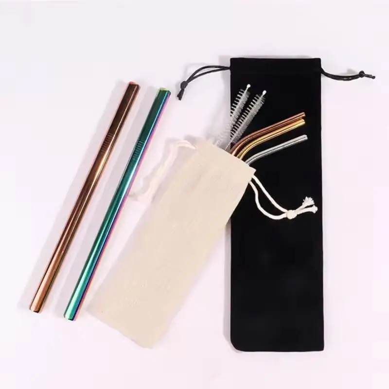 Multi-functional Cotton Linen Drawstring Pocket Dustproof Straw Storage Bag Cutlery Organizer Home
