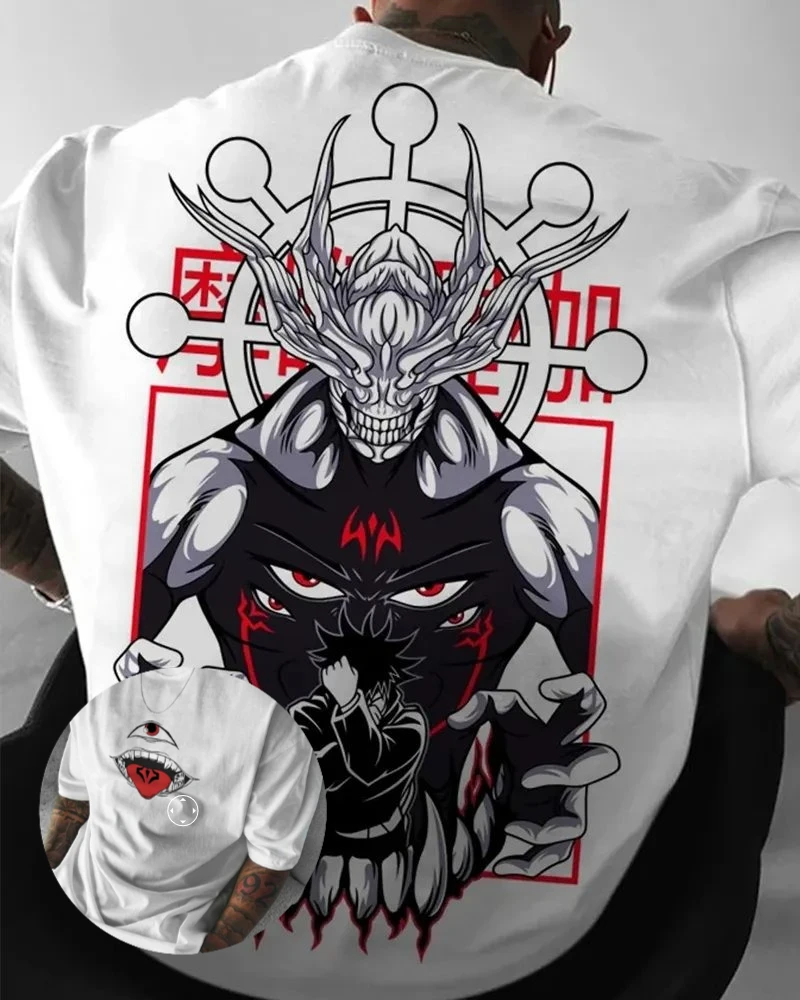 

Футболка с рисунком японского аниме «Демон», мужская японская уличная одежда, женская футболка с коротким рукавом, новый летний повседневный топ, одежда большого размера Y2k