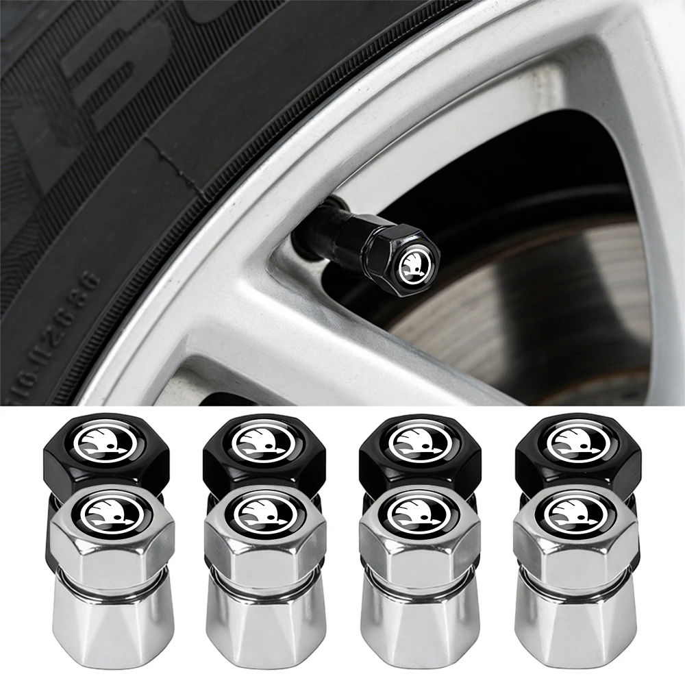 

New Car Tire Valve Cap Tyre Valve Stem Covers For Skoda Rapid Fabia Octavia Roomster Yeti Superb RS Scala VII Kodiaq Karop Kamiq