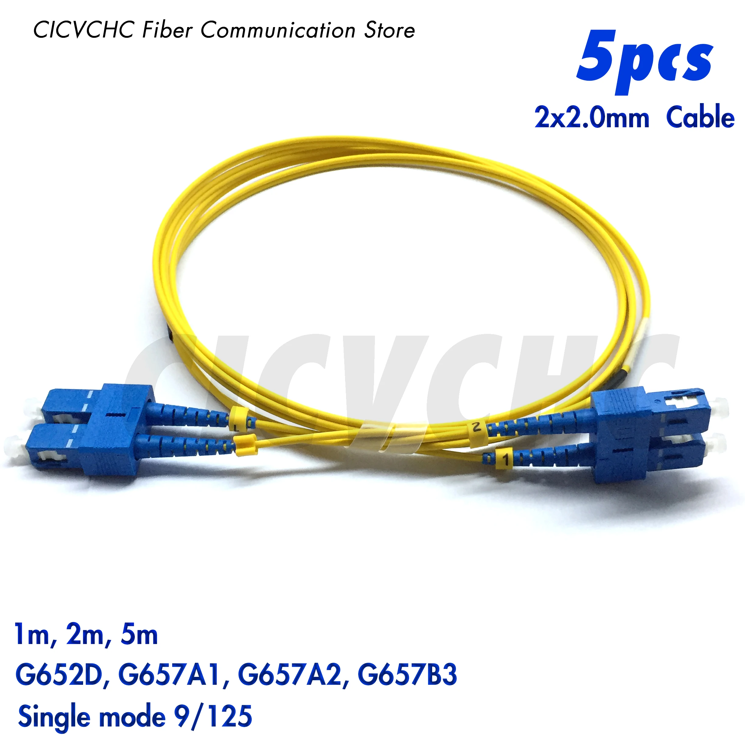 

5pcs Duplex SC/UPC- SC/UPC-Fiber Patchcord-2x2.0mm Zipcore Cable-SM(9/125) G657B3, G657A2, G657A1, G652D / Jumper