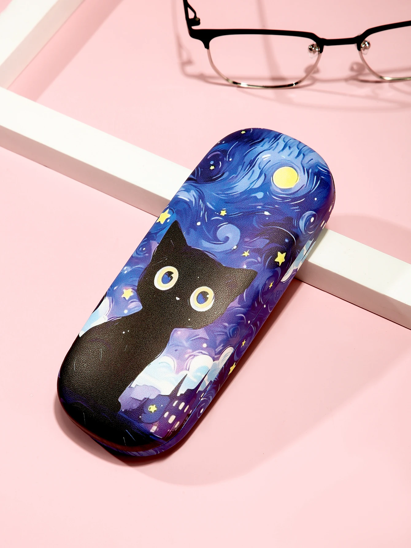 1pc Cartoon Cute Cat Printed Fashion Hard Shell Protective Glasses Case Durable Portable Storage Box For Women Eyewear Protector - view 3