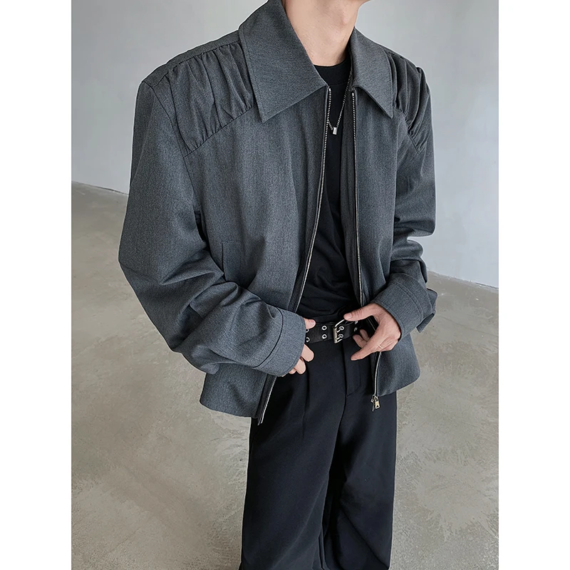 Folded Short Jacket With Shoulder Pads And A Lapel Jacket Men‘s 2025 Spring Autumn New Fashion Loose Coat