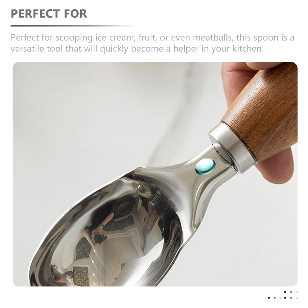 

Ice Cream Scoops Stainless Steel 304 Wood Handle Smooth Surface Multifunctional Spoon Fruit Digging Watermelon Scoopers Melon