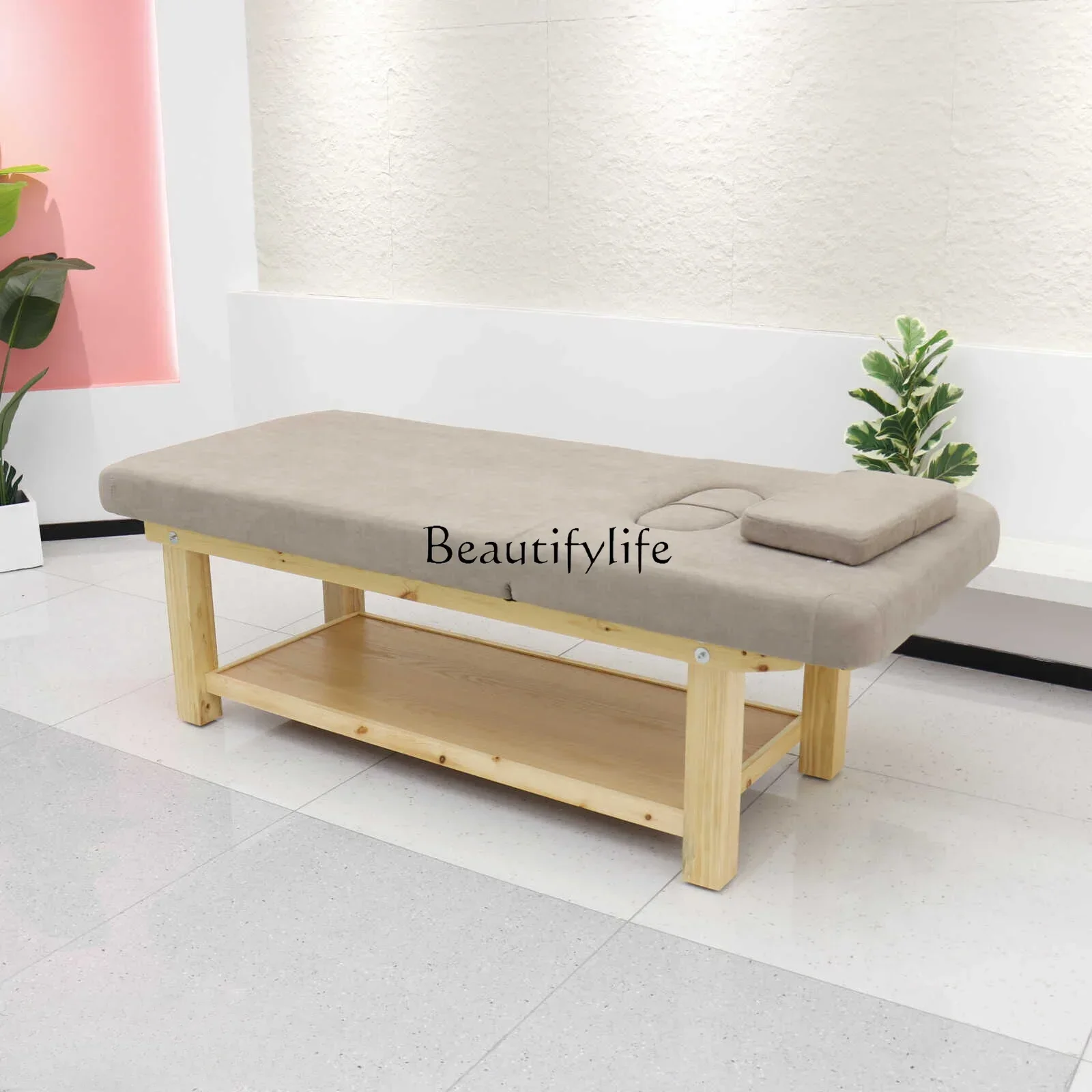 Solid Wood Foldable Professional Wooden Facial Bed Home with Chest Hole Physiotherapy Tattoo Embroidery Massage Bed