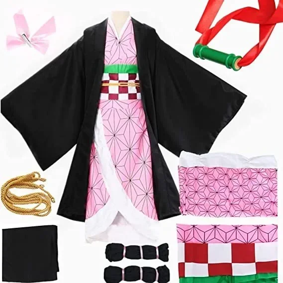 Anime Tanjirou Kamado Nezuko Cosplay Women and Men Kimono Cosplay Costume Sets
