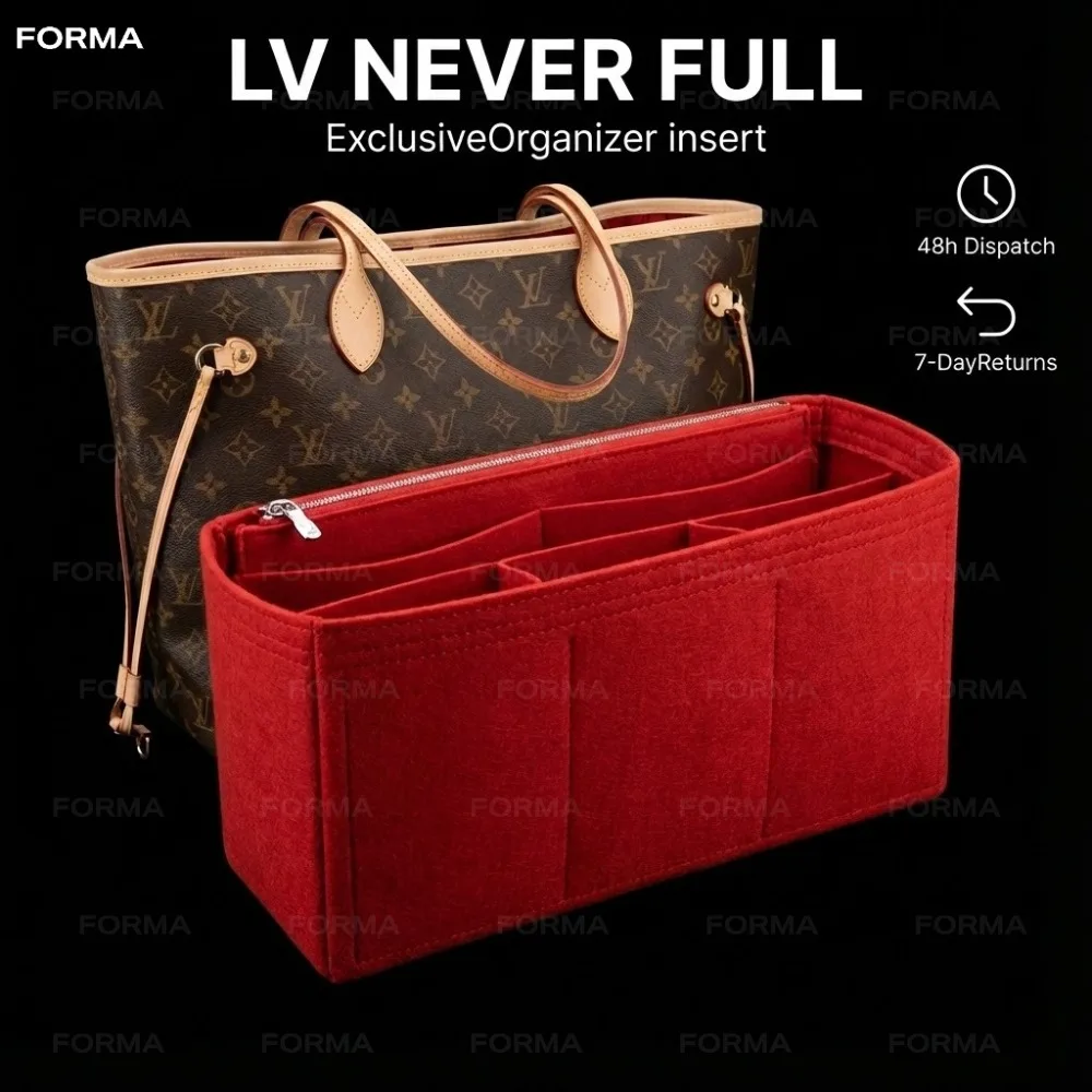 

Felt Purse Organizer Insert Fits LV Neverfull Handbag Shaper Liner with Water Bottle Holder for 40oz Tumbler Travel Tote Divider