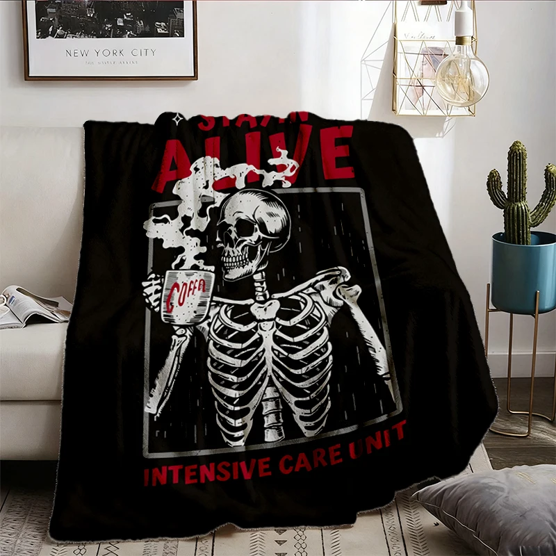 ICU Nurse Intensive Care Unit Flannel Blanket Halloween Flannel Throw Skeleton Cozy Blanket Critical Care Nurse ICU Rn