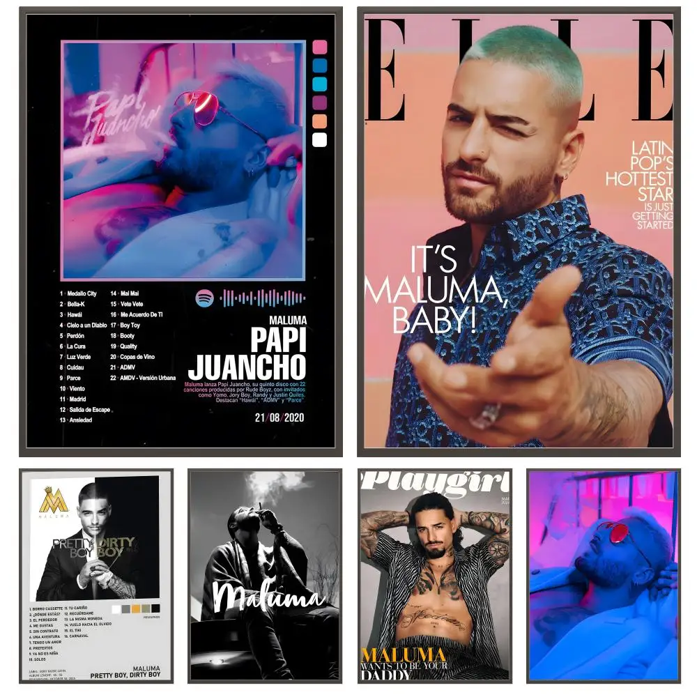Hot Singer Album M-Maluma Poster, vielseitige HD-wasserdichte Wandkunst, selbstklebende Dekoration für jeden Raum, ideales Geschenk
