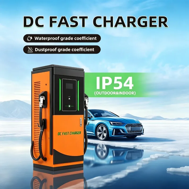 60kW-400kW 3-Phase DC EV Charging Station Type 2, Smart Electric Vehicle Charger with RFID, Wall Mounted Fast Charging Pile Home