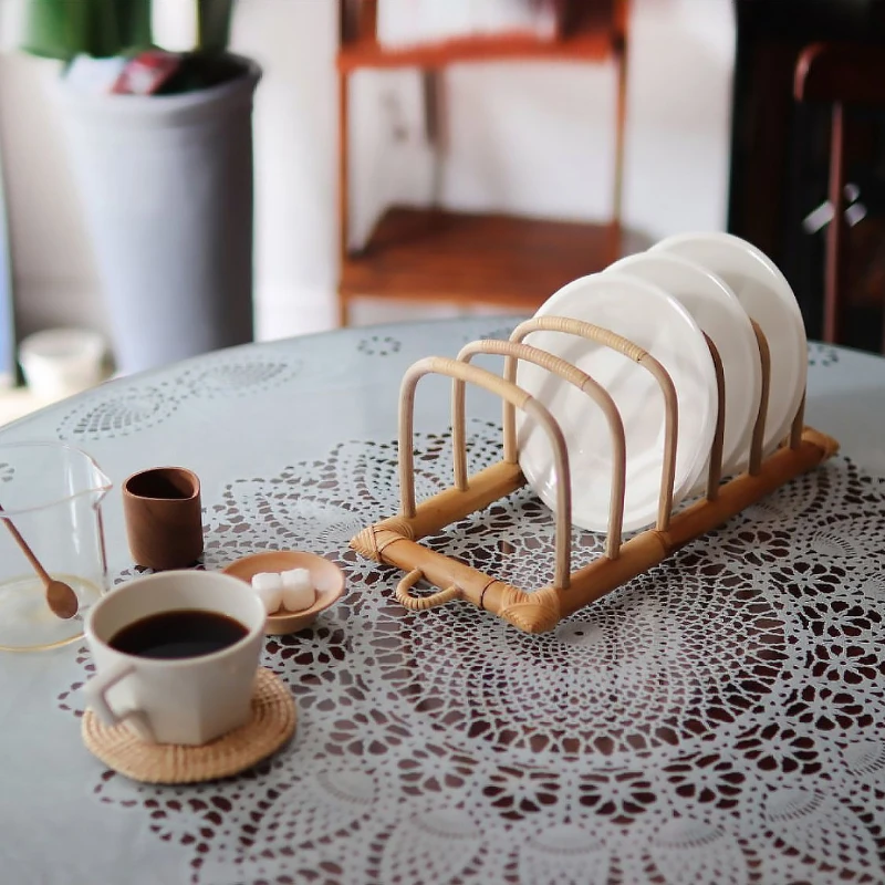 Japanese Style Drying Rack for PlatesBamboo Kitchen Organizer with Drainage Storage for Dishwashing, Dining Room & Bookshelf