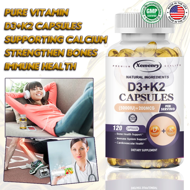 Naturally Ingredients Vitamin D3+K2 Capsules - Boost Immunity, Heart, Joint and Bone Health