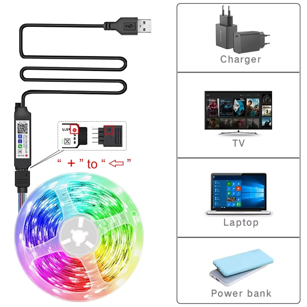 5V USB LED-Lichtstreifen für Räume mit App-Steuerung, flexibles Band 5m/10m/20m, LED-Band für Raum- und Schlafzimmerdekoration – Detail 8