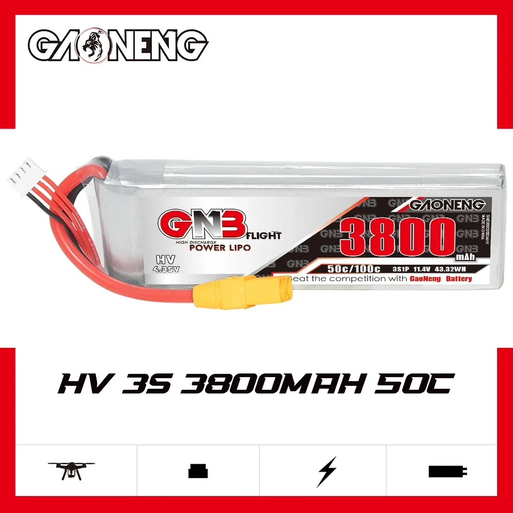 GAONENG GNB 3800mAh HV 3S 50C 100C 11.4V XT90 LiPo Battery RC Truck Airplane Helicopter MultiCopter RC Boat RC Hobbies