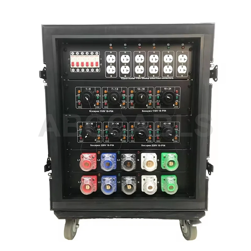 Pro 8pcs 220V 19pin Socapex 6pcs 110V Edison Output Power Distro Distribution Delixi 54CH High Quality