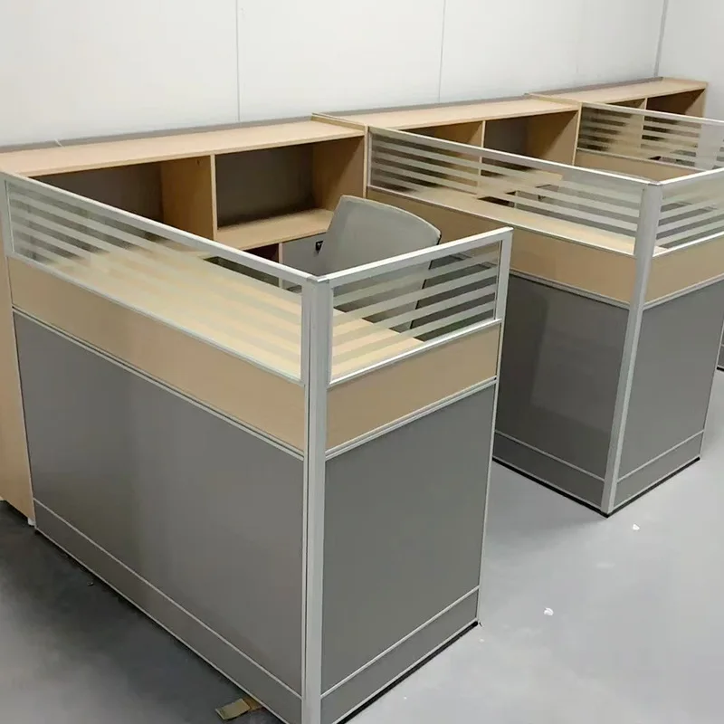 

Staff office desk and chair combination office simple staff workstation furniture four or six people screen card space desk