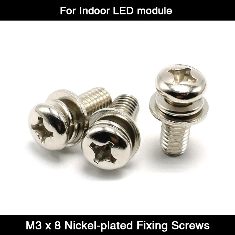 

500Pcs/Lot M3 x 8 Nickel-plated Combination Fixing Screw for Indoor LED Module / LED Panel