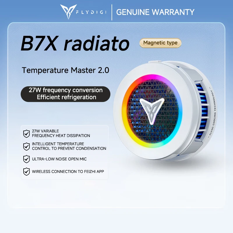 Flydigi B7X enfriador de teléfono móvil conversión de frecuencia súper disipación de calor radiador magnético luz RGB para Iphone Ipad Android