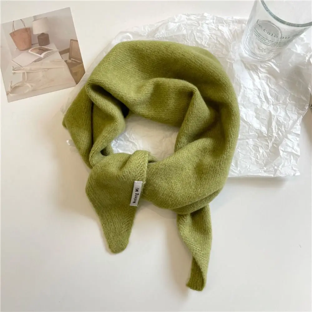 British Style Solid Color Triangular Short Shawl Warm Cashmere-like Wool Blend Scarf False Collar Multi-functional Scarf Winter