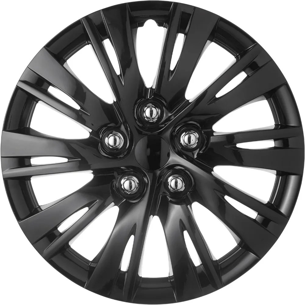 

Hubcap Set 4 pcs Wheel Cover Rim Replacement for Toyota - Nardo Ring Cover Black and Silver Car Wheel Hub Cap Hubcaps Easy to In