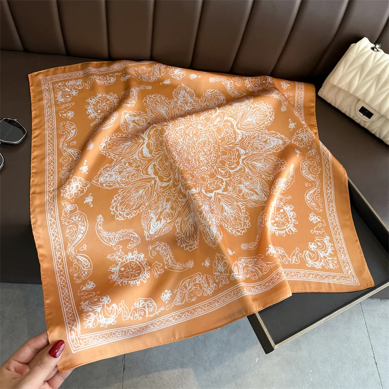 2026 New Luxury Print Silk Square Scarfs for Women Neck Ties Kerchief Lady All Seasons Decoration Hijab Female Neckerchief Wraps image 2