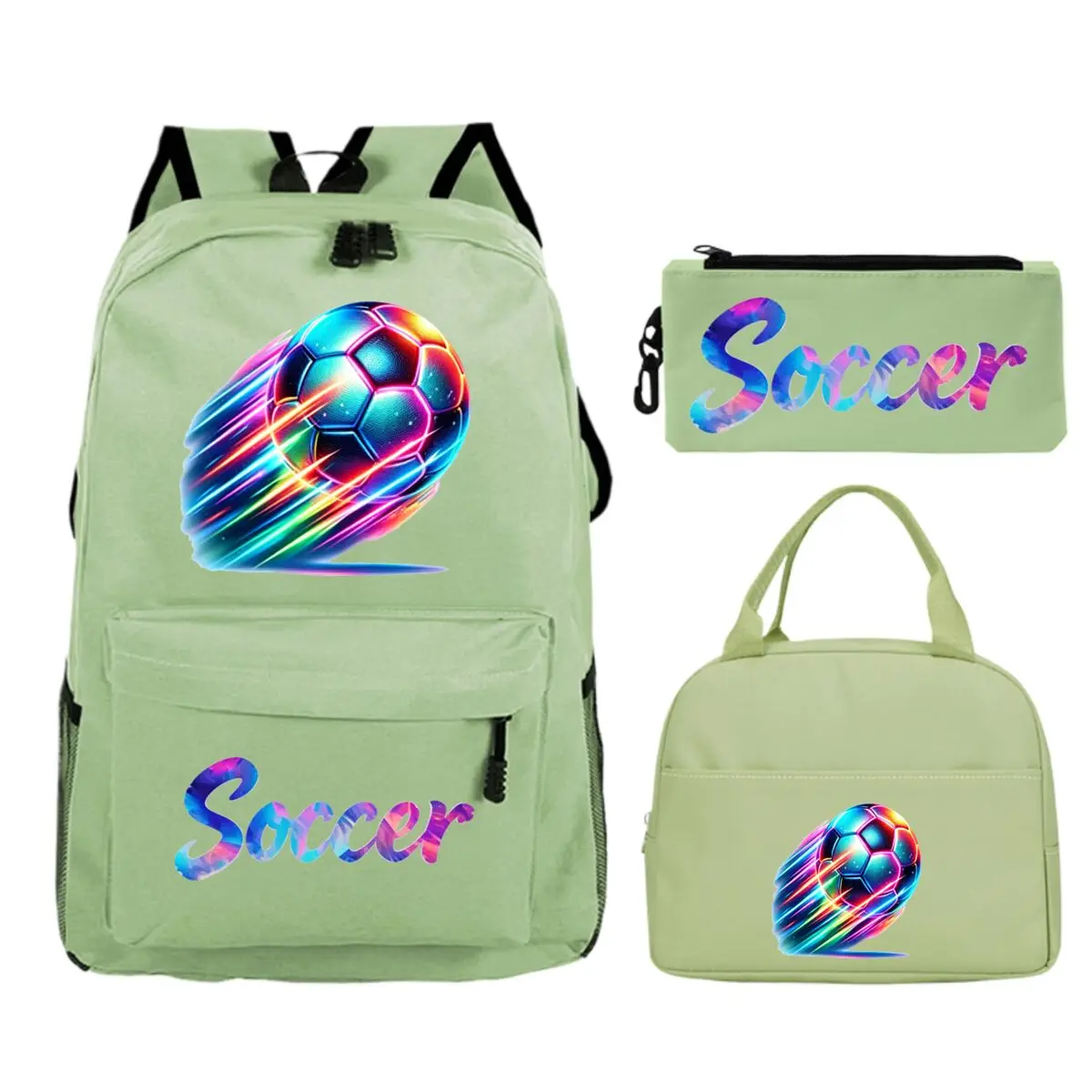 3Pcs/Set Soccer Print School Bags Girls Boys Teens Football Fan Gift Youth School Backpack Travel School Students Laptop Bagpack