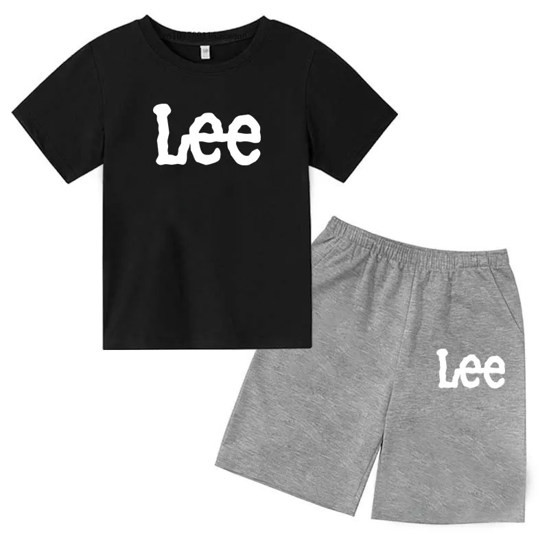 

Kids Letter Print Summer Casual Breathable T-shirts+shorts 2pcs Suits 2-13years Boys Girls Outfit Children Clothes Tee Sets