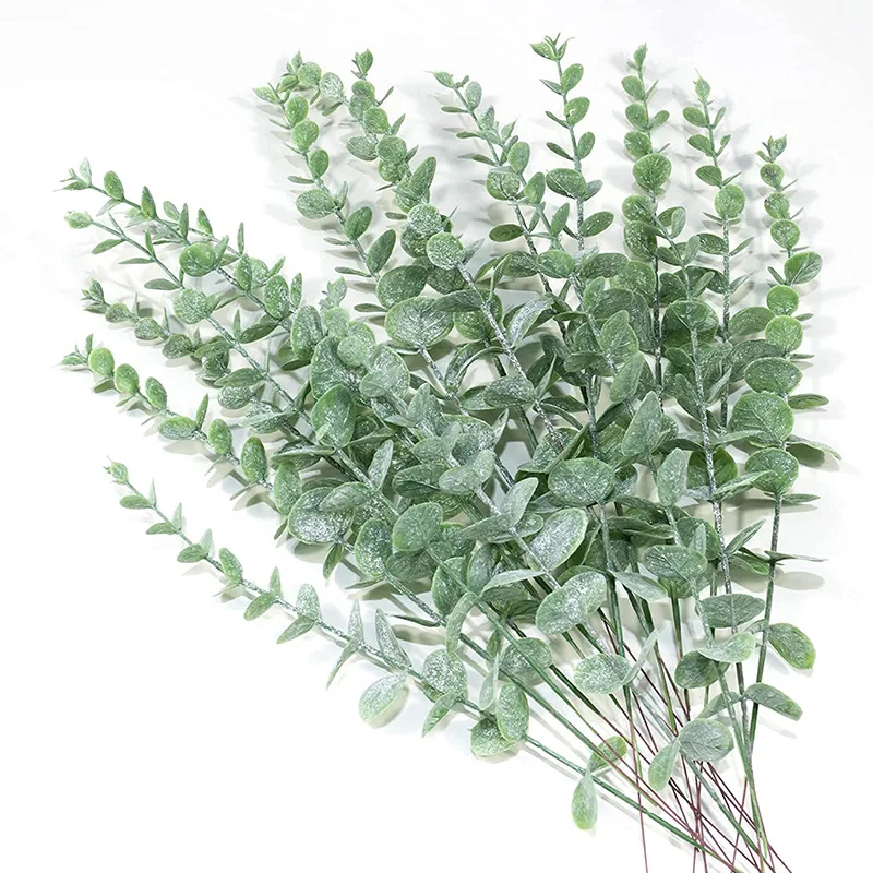 5/10/20pcs Artificial Eucalyptus Leaves Fake Plant Green Branch For Christmas Wedding Party Home Garden Decoration Wreath Flower