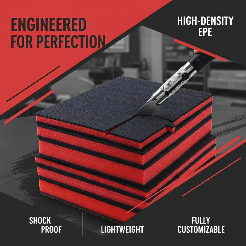 1 Sheet Tool Box Foam Insert 30x30cm, Cuttable Polyethylene Shadow Foam 10mm Thick Toolbox Drawer Garage Pelican Case Organizer