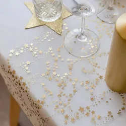 Golden Star Table Runner para Decoração de Casamento, Dourado, Malha, Rosa, Prata, Lantejoula, Rolo Fino, Dourado, Dourado, Dourado, Festa, Dourado, Folha