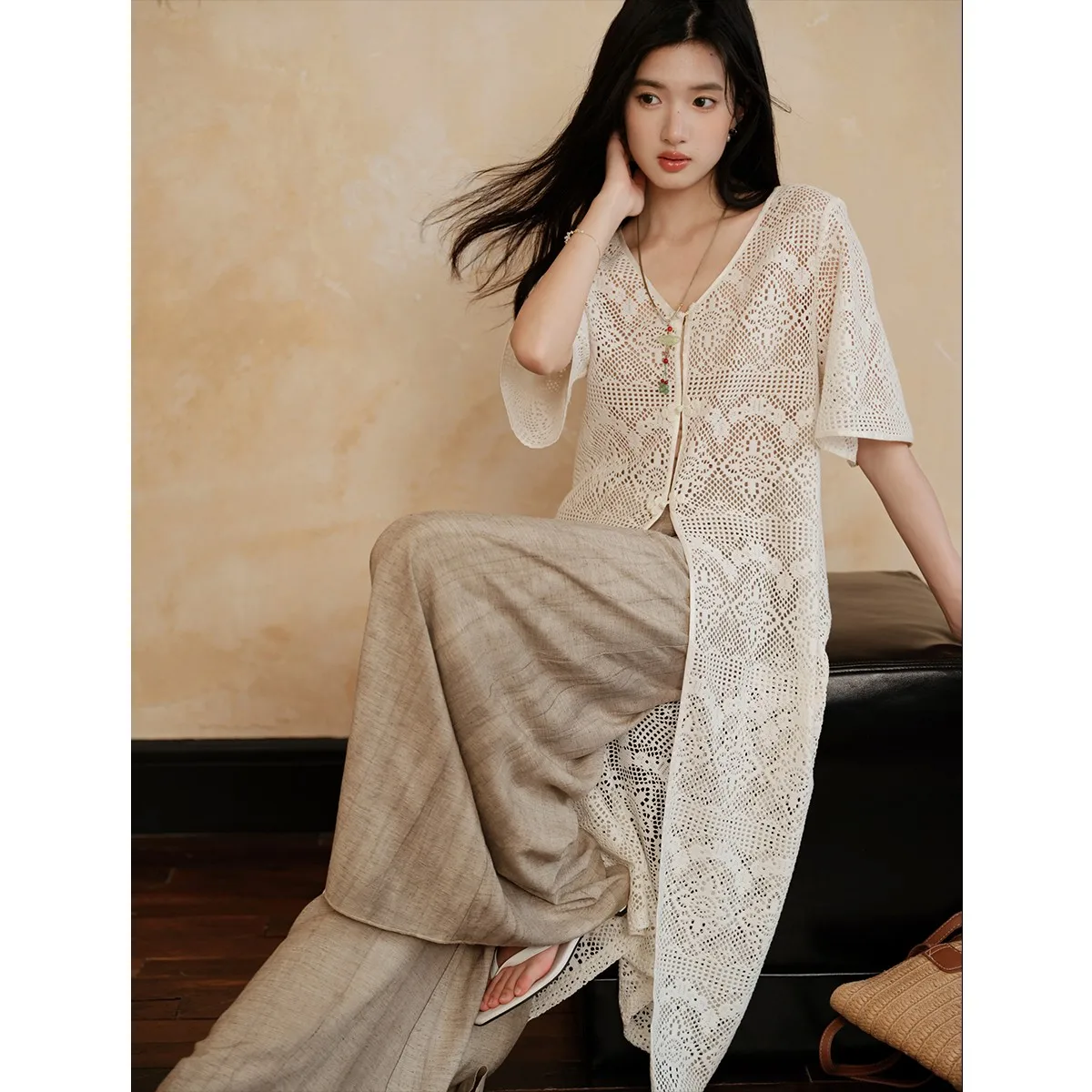 

Loose Wide Leg Pants New Chinese Sle Linen Dyed Color Matched Versatile Lazy Feelings Ladies Casual Pants l Waist