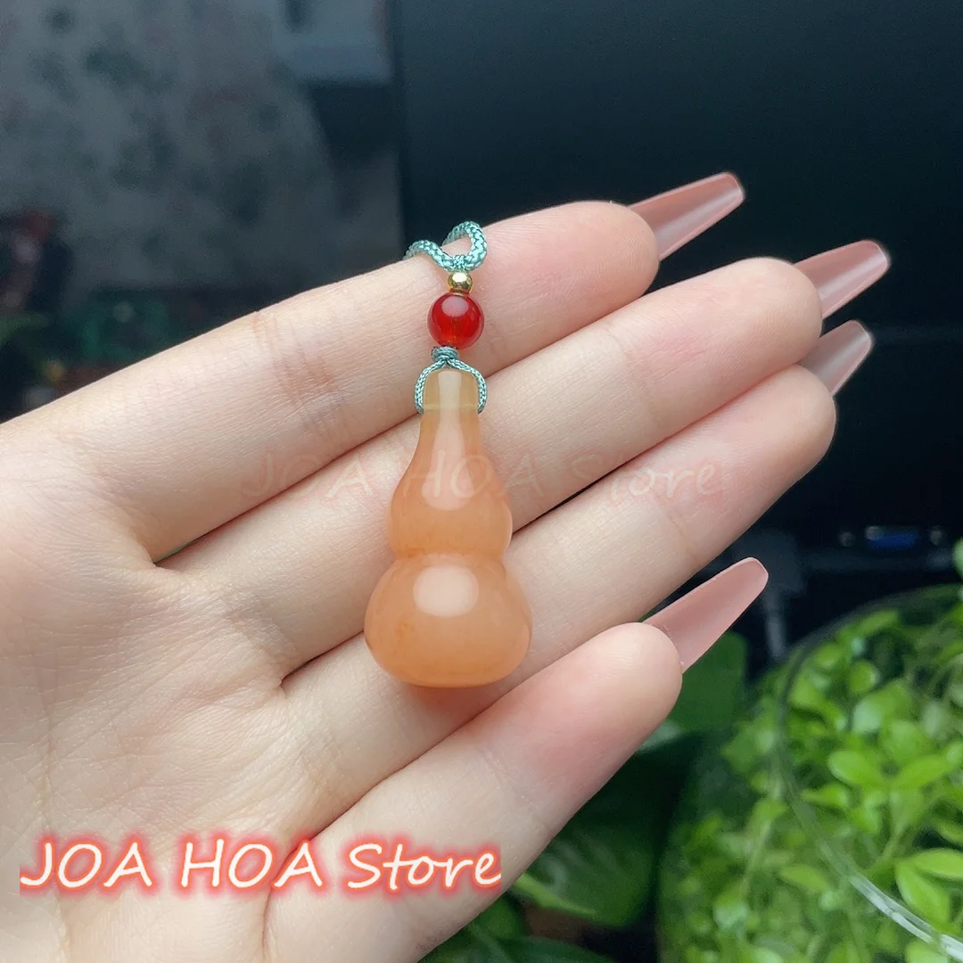 

Rare Natural Hetian-Jade Hand-carved Gold Silk Jade Exquisite Gourd Pendant Necklace Chain Heal Lucky Amulet Fine Jewelry