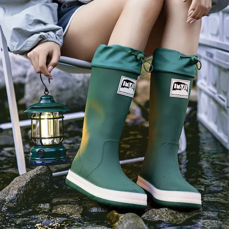 Botas de lluvia impermeables para hombre y mujer, zapatos antideslizantes de goma, a la moda, para trabajo y Pesca