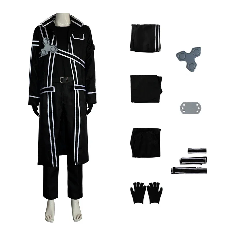 Anime Sword Art Online Kirito Kazuto Kirigaya Cosplay Costume Short  Kirito Jacket Shirt Pants Glove Neutral Uniforms Suit