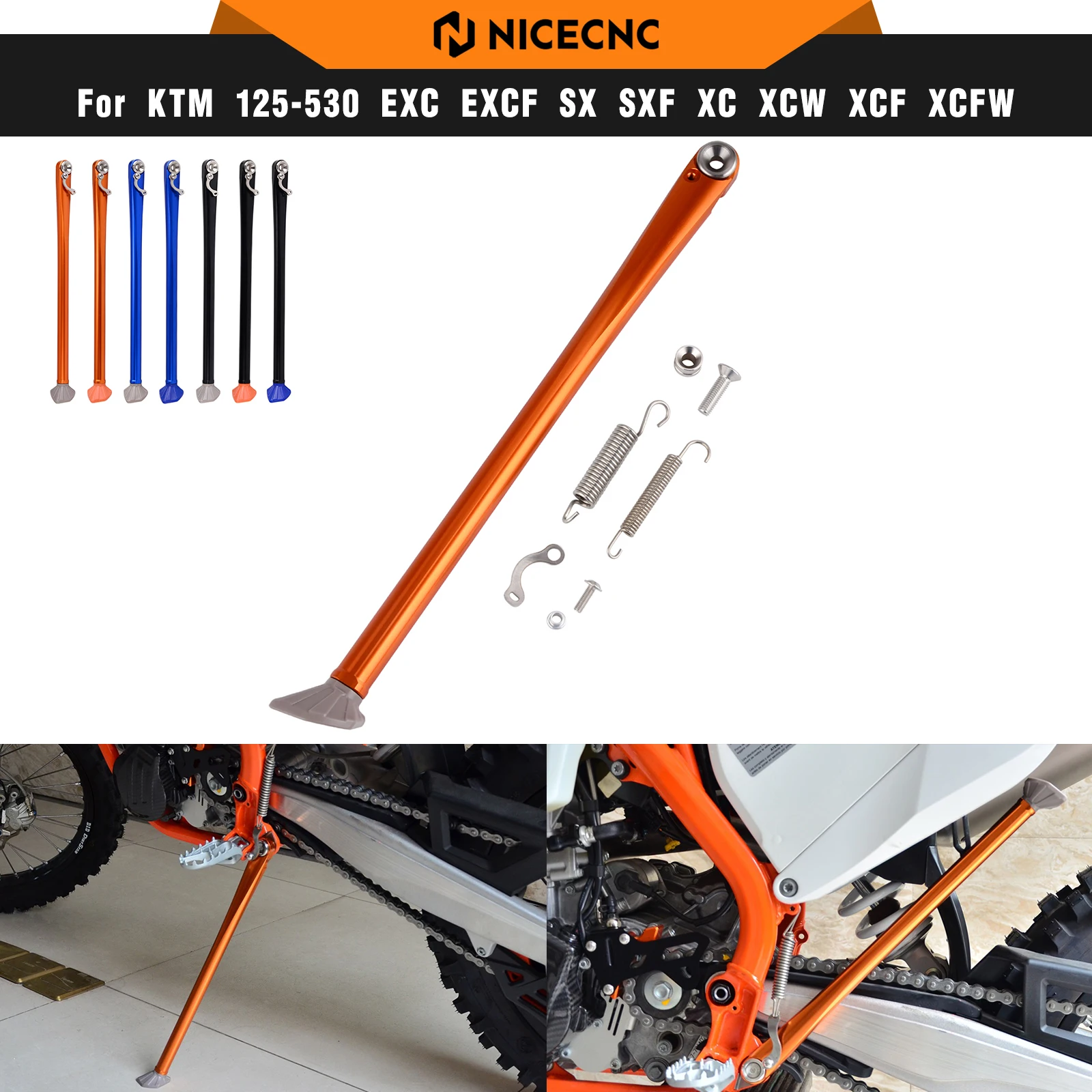 Image of NICECNC Für KTM TPi EXC 300 EXC-F 350 XC 125 200 250 XCF 450 XCW 500 XCF-W 530 SECHS TAGE 2008-2023 Ständer Seitenständer & Feder