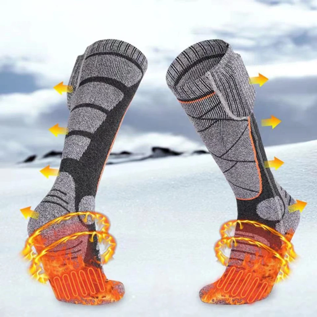 Electric Heating Ski Socks for Men and Women, Full Sole, USB Charging, Warm, Outdoor Cycling, Hiking, Camping, Winter