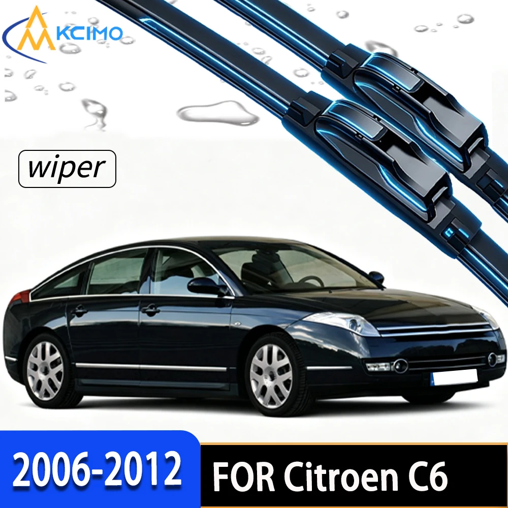 

2Pcs Front Windshield Wiper Blades For Citroen C6 2006-2012 High-Density Rubber Stable Wiping Direct Replacement