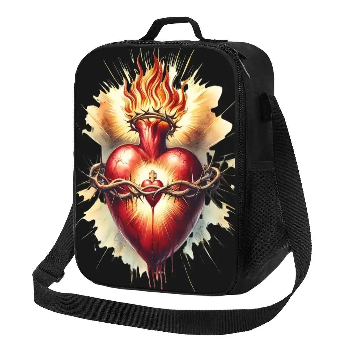 

Custom Catholic Jesus Christian Faith Portable Lunch Box Women Cooler Thermal Food Insulated Lunch Bag Kids School Children